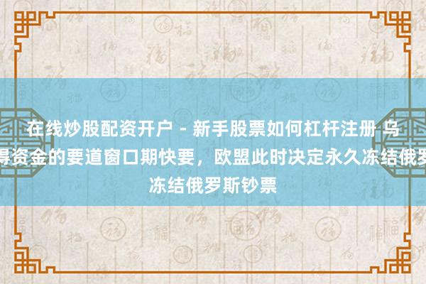 在线炒股配资开户 - 新手股票如何杠杆注册 乌克兰赢得资金的要道窗口期快要，欧盟此时决定永久冻结俄罗斯钞票
